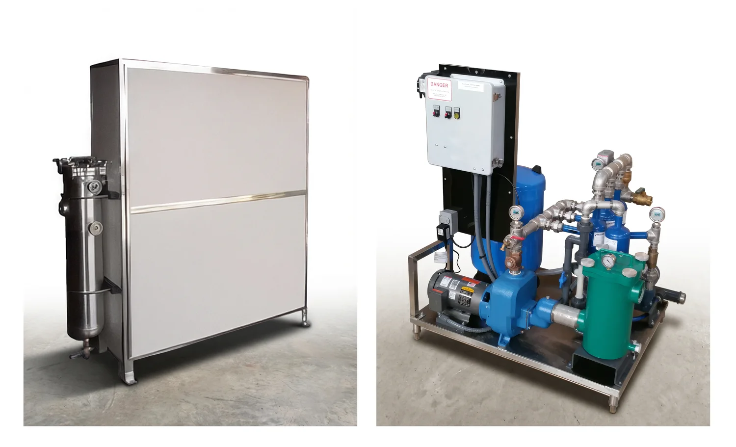 photos of the water recovery machinery of the Hercules Car Wash Systems