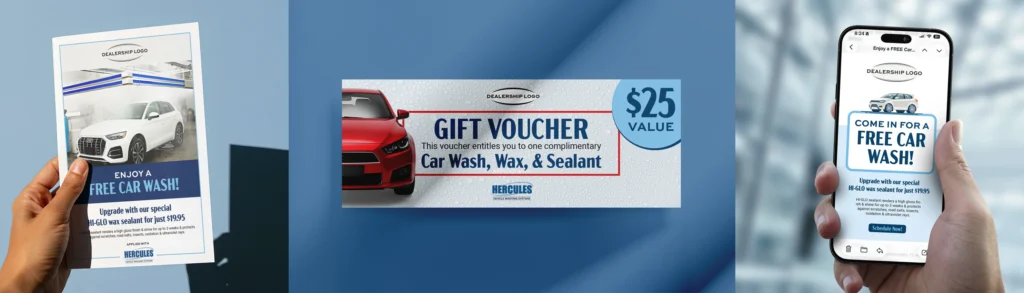 Hercules Dealership Loyalty Program marketing items